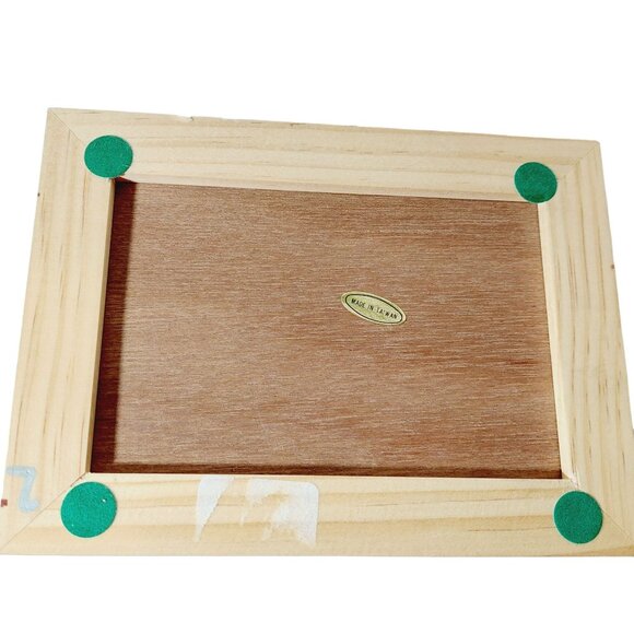 Vintage Wooden Playing Card Holder Box Golf Etched Glass Top - Picture 4 of 9